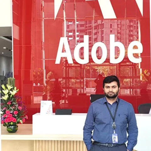 Saksham at the Adobe office in Noida