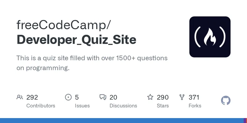 freeCodeCamp Developer Quiz repository on GitHub